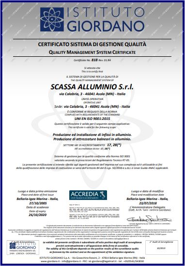 Certificato gestione qualità